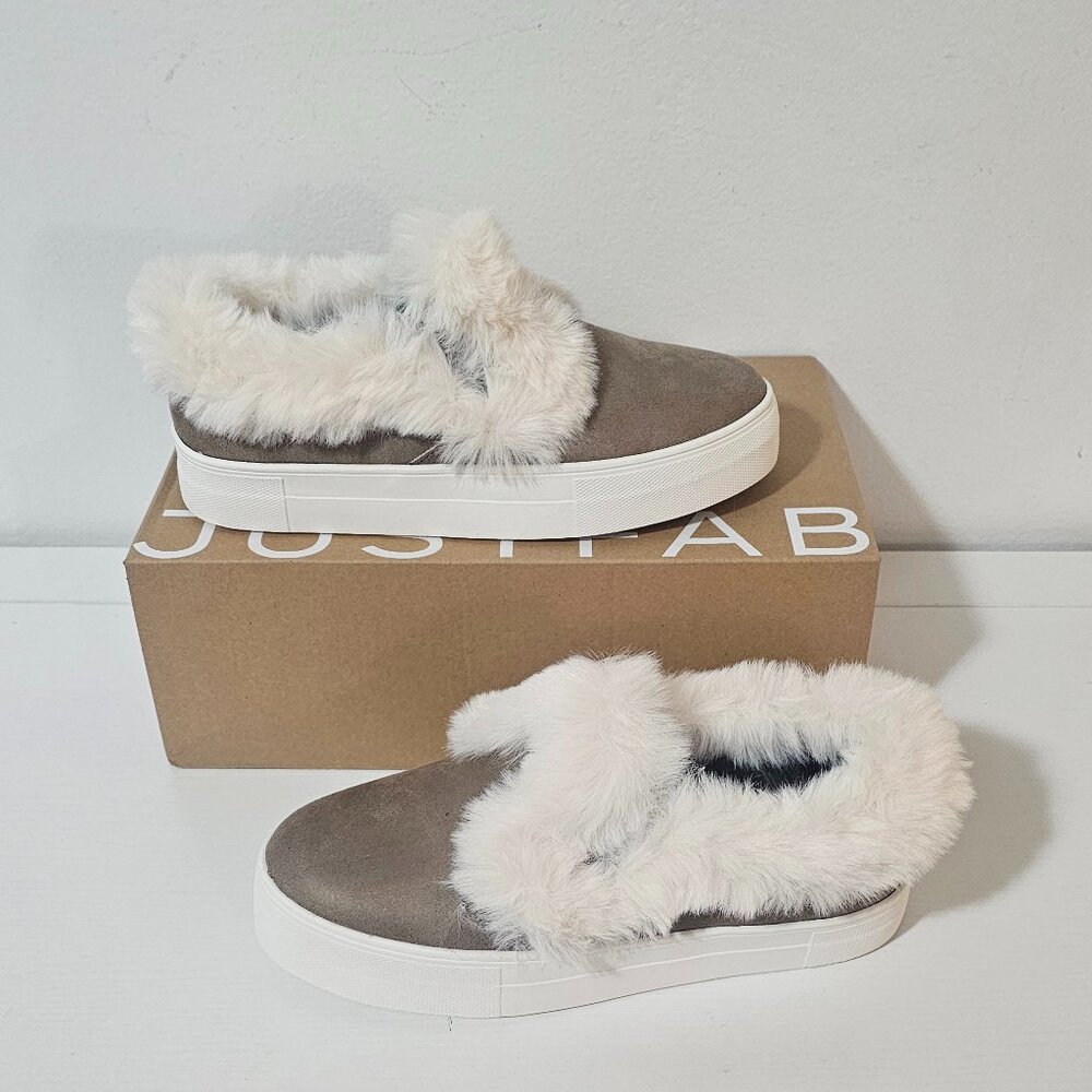 JustFab Eloise Faux Fur Slip-On Sneaker / Portabella / Women's Size 6.5- 150285